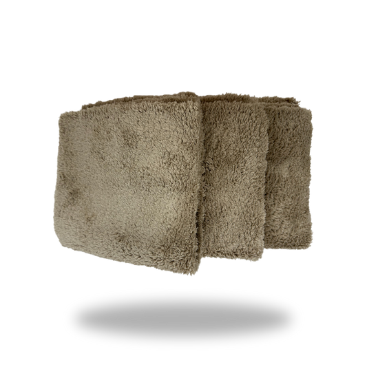 Tan 600 GSM Edgeless Microfiber Buffing Towels (Pack of 12)